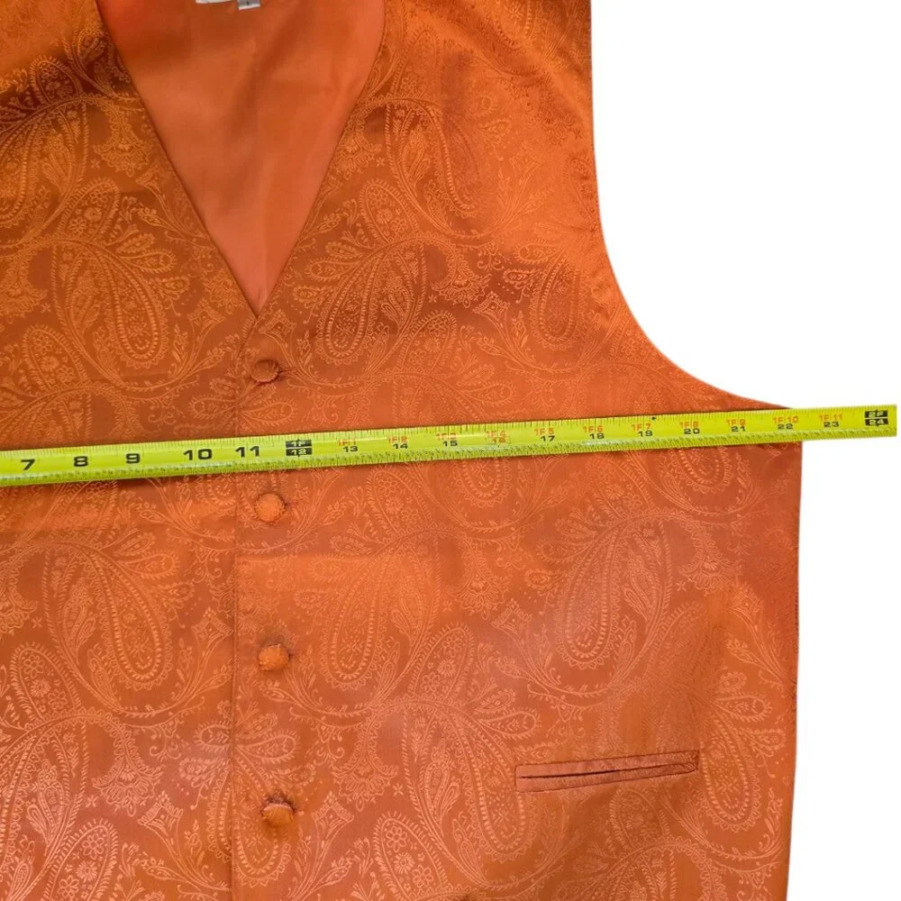 VESUVIO NAPOLI Men's Paisley Design Dress Vest Burnt Orange sz L